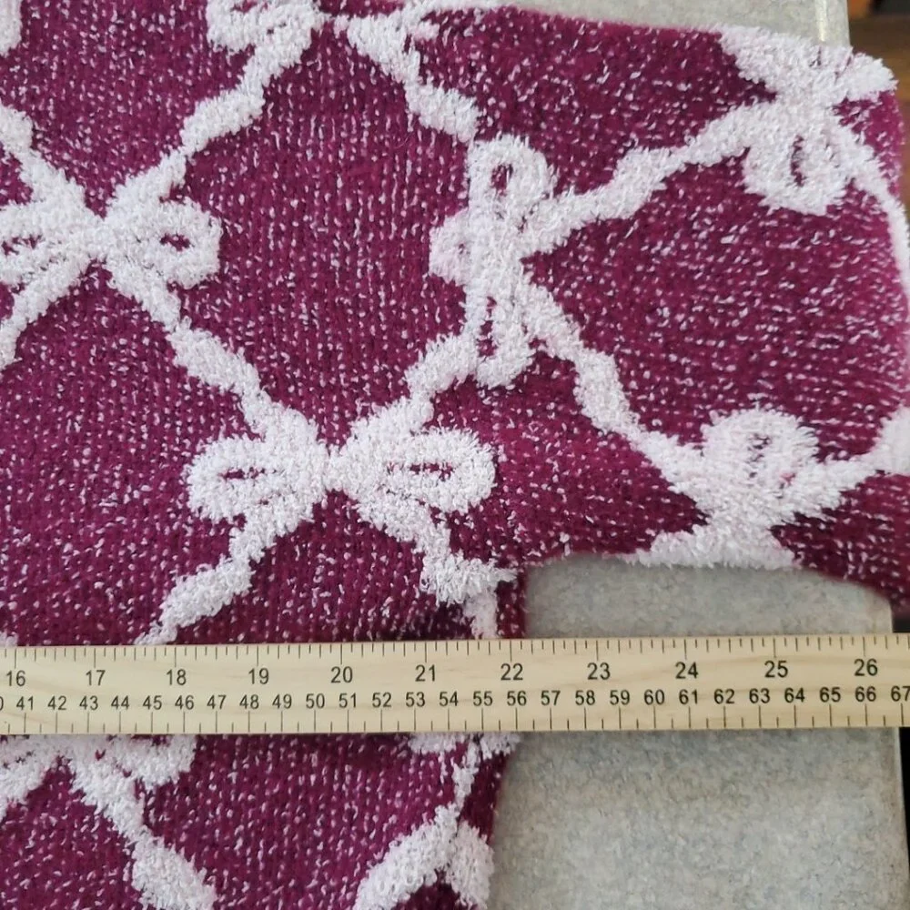 Derek Heart Cropped Bow Sweater Womens Size Large Soft Warm Comfy Preppy Purple - Picture 8 of 11